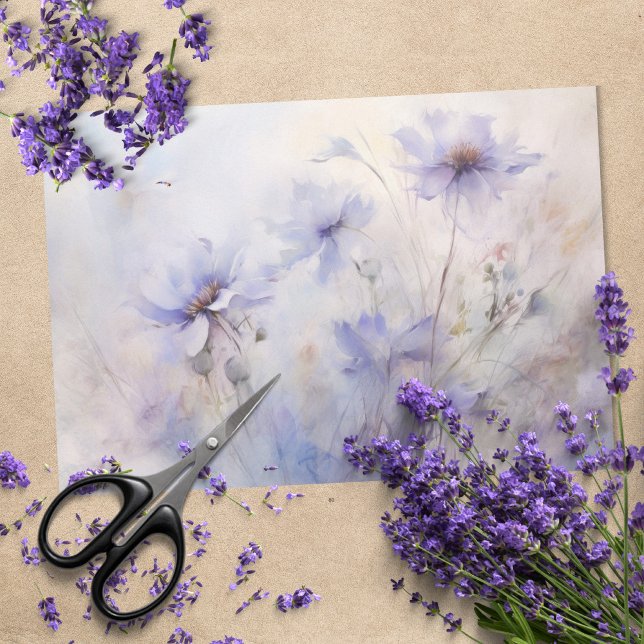 Delicate, Elegant Purple Anemone Floral Decoupage Tissue Paper (Creator Uploaded)