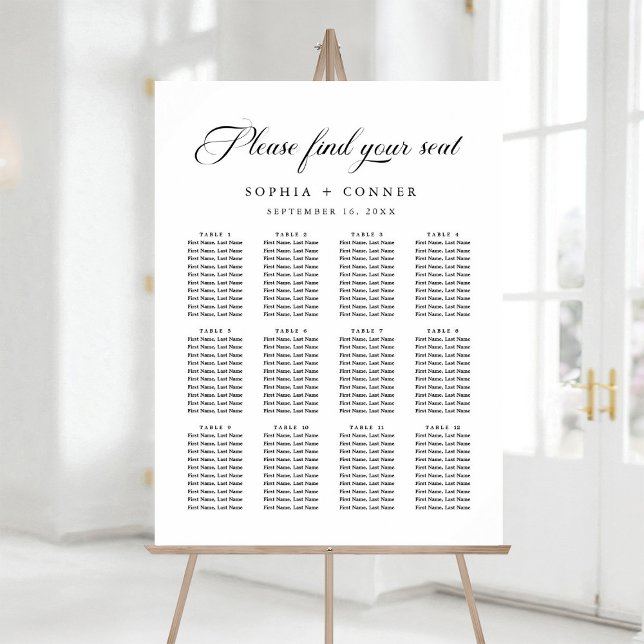 Delicate Elegant Script Wedding Seating Chart  Foam Board (Creator Uploaded)