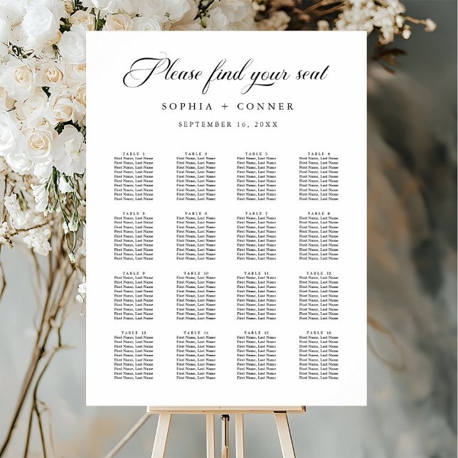Delicate Elegant Script Wedding Seating Chart  Foam Board (Creator Uploaded)