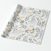 Boho Wedding Sage Watercolor Floral Bridal Shower Wrapping Paper