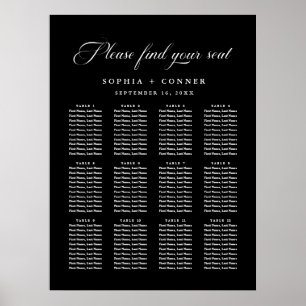 Delicate Elegant Wedding Black Seating Chart