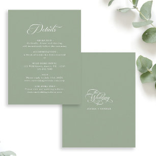 Delicate Elegant Wedding Details Sage Green Enclosure Card