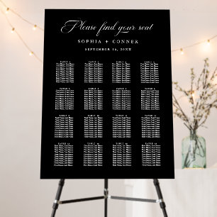 Delicate Elegant Wedding Seating Chart Black Foam Board