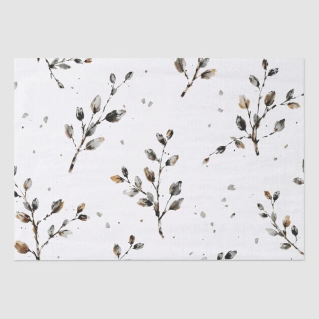 Delicate Eucalyptus Branches Botanical Design  Tissue Paper (Front)