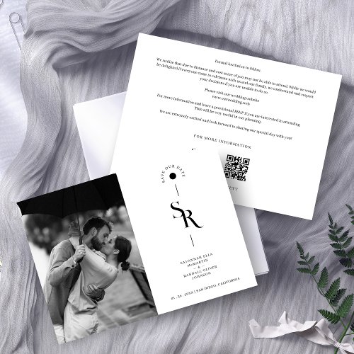 Delicate Exquisite Black  White Wedding Initials  Save The Date