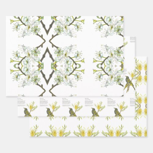 Delicate Eye_Catching Watercolour Honeyeater  Wrapping Paper Sheets