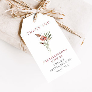 Delicate Fall Floral Butterfly Bouquet Thank You Gift Tags