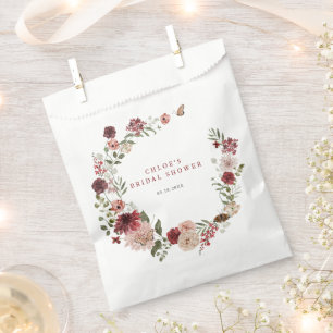 Delicate Fall Floral Wreath Bridal Shower Favor Bag
