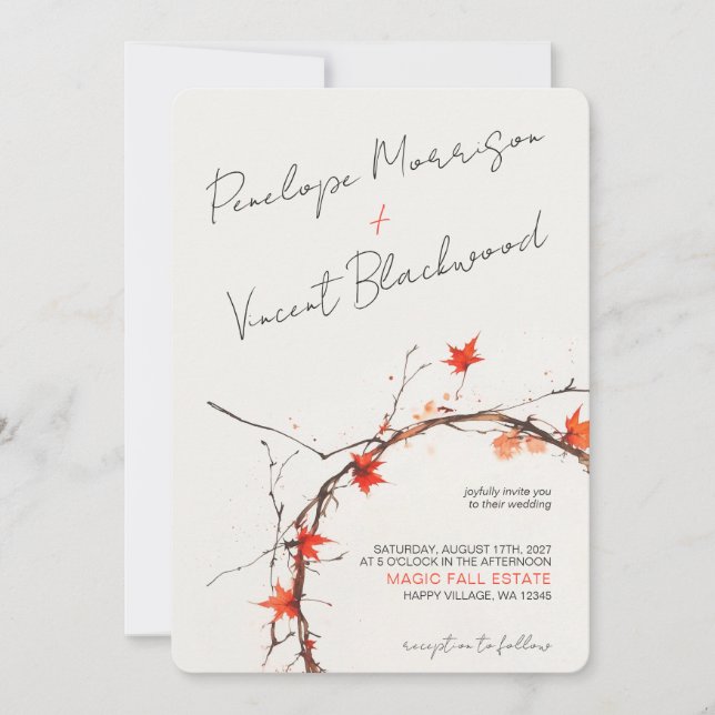 Delicate Fall Wedding Invitation (Front)