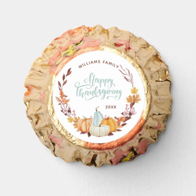 Delicate Fall Wreath Happy Thanksgiving Reese's Peanut Butter Cups (Front)