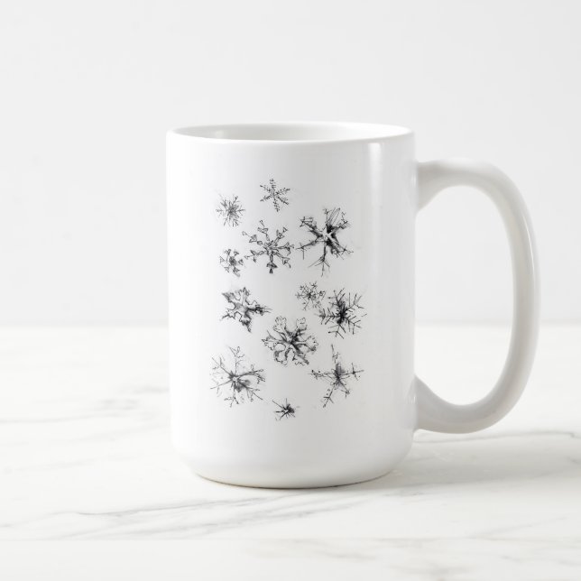 Delicate Falling Snowflakes Coffee Mug (Right)