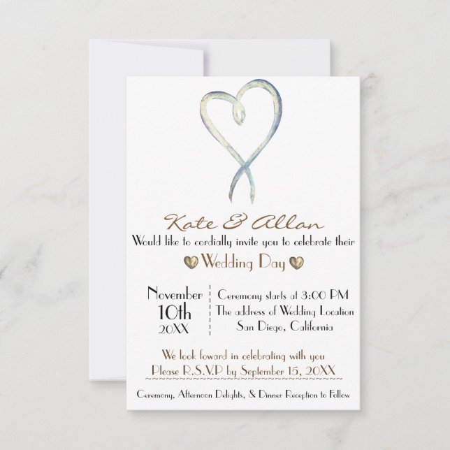 Delicate fancy Heart Wedding Invitation RSVP (Front)
