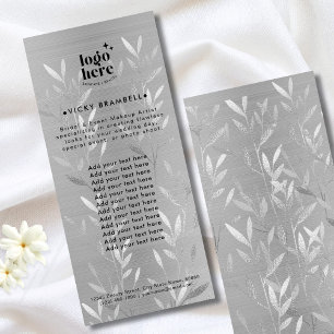 Delicate Faux Silver Leaves Brushed Metal Catalog Rack Card