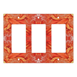 Delicate Feather Fractal Design - red Light Switch Cover