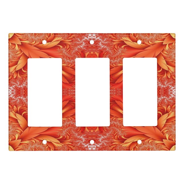 Delicate Feather Fractal Design - red Light Switch Cover (Front)