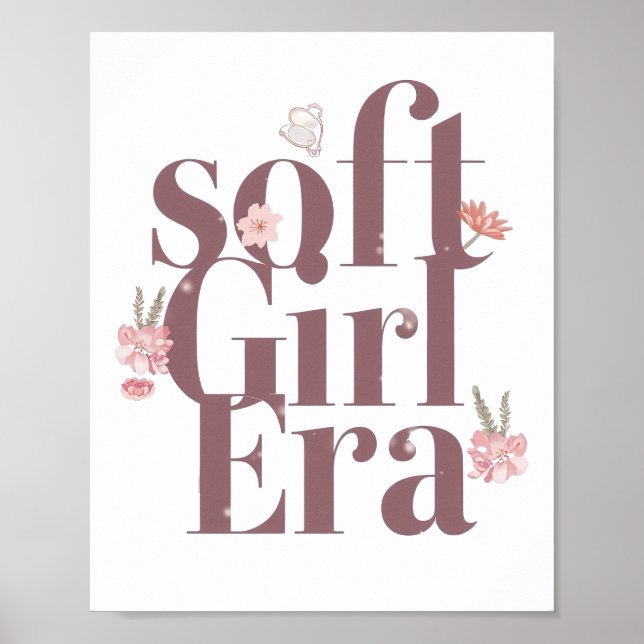 Delicate Feminine Script with Flowers Poster (Front)