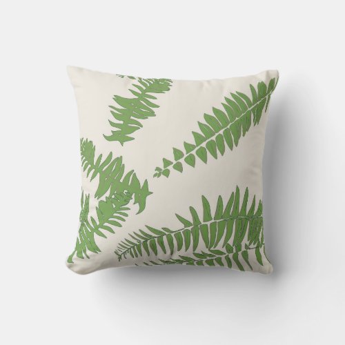 Delicate Fern green on creme Pillow