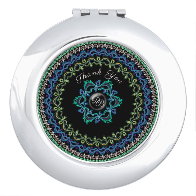 Delicate Filigree Circles, Elegant & Chic Design Compact Mirror (Front)