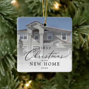 Delicate First Christmas In Our New Home Photo Ceramic Ornament
