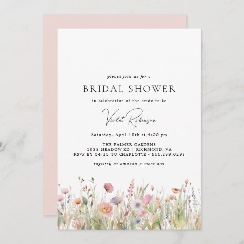 Delicate Floral  Airy Spring Garden Bridal Shower Invitation