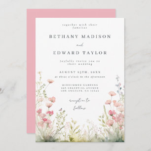 Delicate Floral All In One Wedding Invitation
