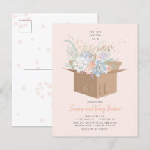 Delicate Floral Baby Shower by mail Invitation