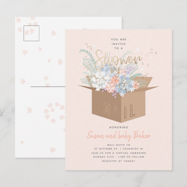Delicate Floral Baby Shower by mail Invitation (Front/Back)