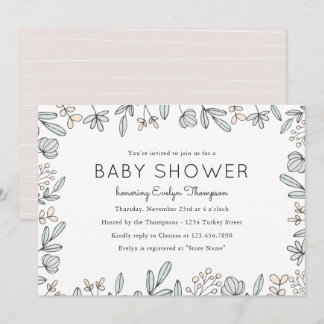 Delicate Floral Baby Shower Invitations