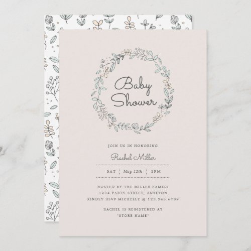 Delicate Floral Baby Shower Invitations