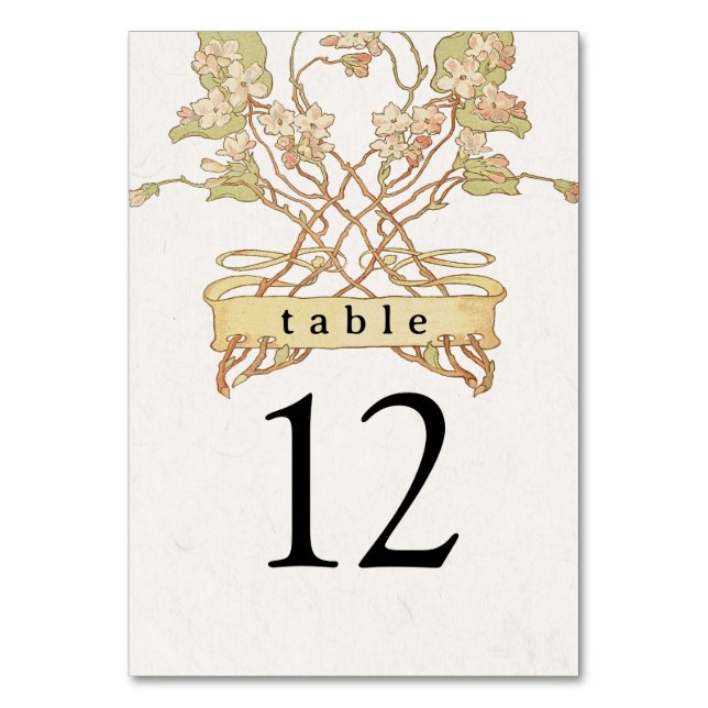 Delicate Floral Banner Table Number (Front)