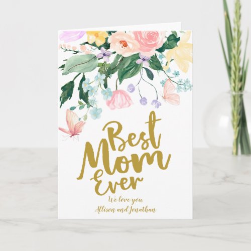 Delicate Floral Best Mom Ever Holiday Card