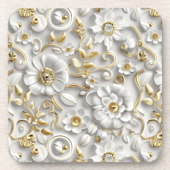  Delicate Floral  Beverage Coaster (Front)