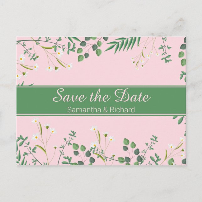 Delicate Floral Border Wedding Postcard (Front)