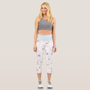 Delicate Floral Capri Leggings