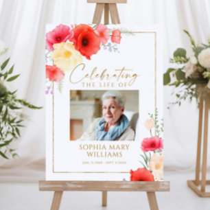 Delicate Floral Celebration of Life Memorial Sign