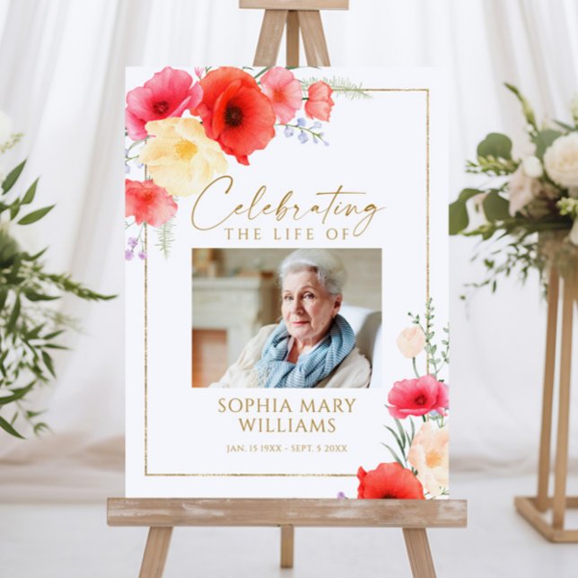 Delicate Floral Celebration of Life Memorial Sign (Creator Uploaded)
