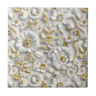  Delicate Floral  Ceramic Tile