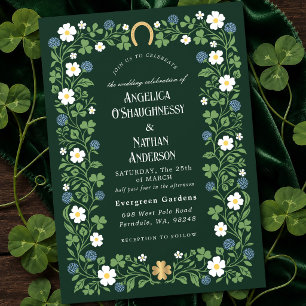 Delicate Floral Clover Spring Wedding Invitation