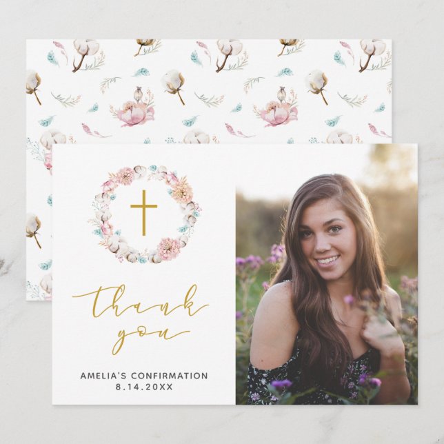 Delicate Floral & Cotton Thank You (Front/Back)