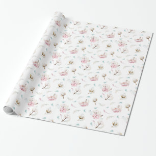 Delicate Floral & Cotton Wrapping Paper