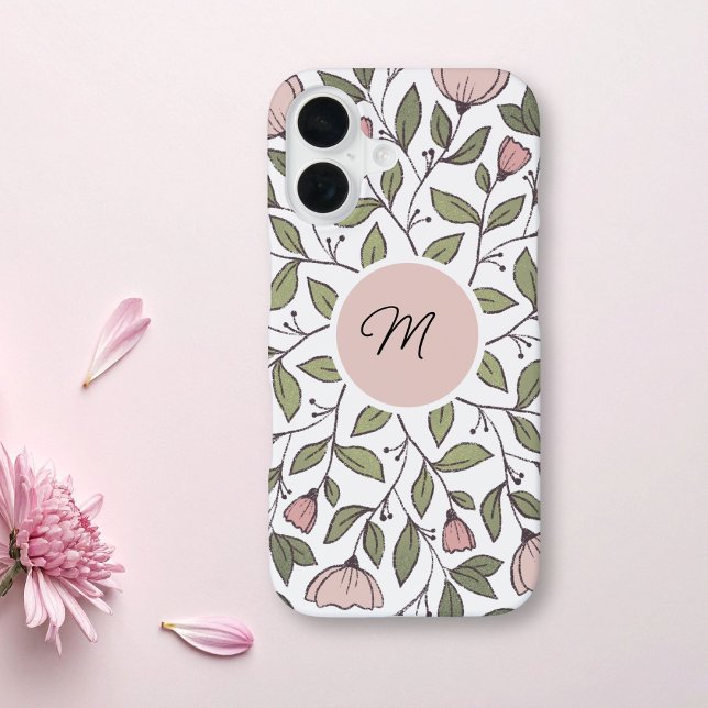 Delicate Floral Custom Monogram  iPhone Case (Creator Uploaded)
