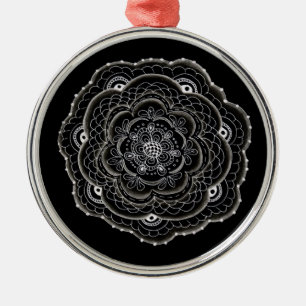 Delicate Floral Doilie Doodle Metal Ornament