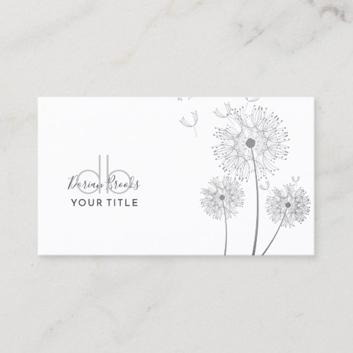 Delicate Floral Drawing Monogrammed Business Card