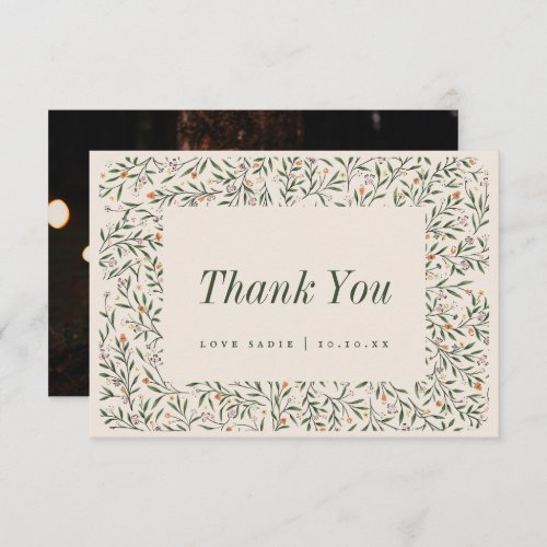 Delicate Floral Frame Thank You Card