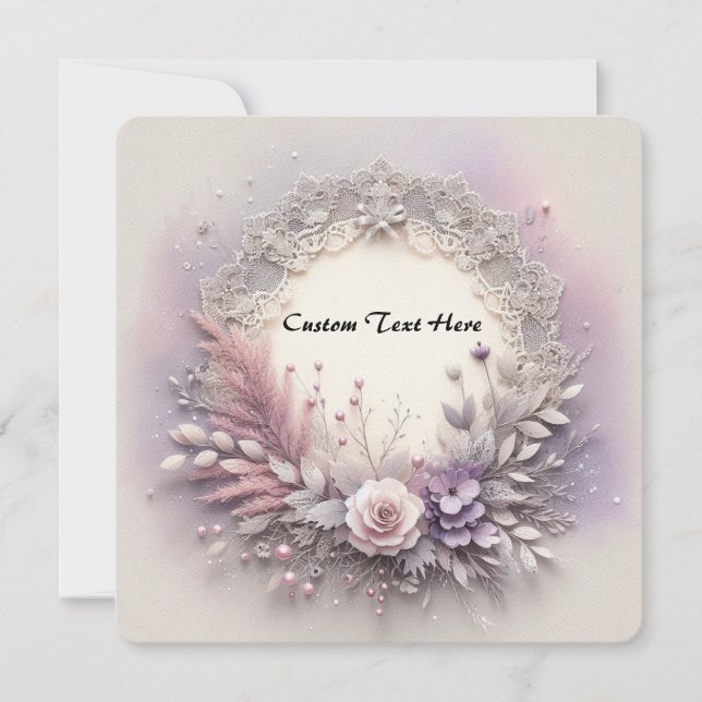Delicate Floral Frame With Lace Details Invitation (Front)