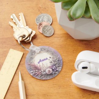 Delicate Floral Frame With Lace Details Keychain