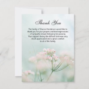 Delicate Floral Funeral Thank You Note Card