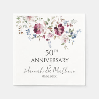 Delicate Floral Garden Any Anniversary  Napkins