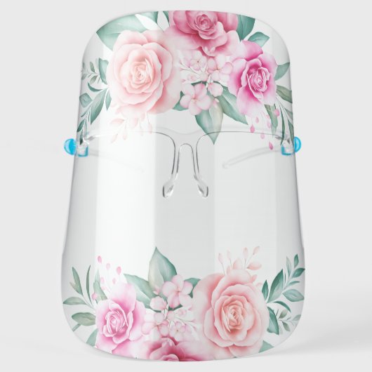 delicate floral garden pink roses face shield (Front)