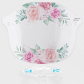 delicate floral garden pink roses face shield (Front w/Glasses)